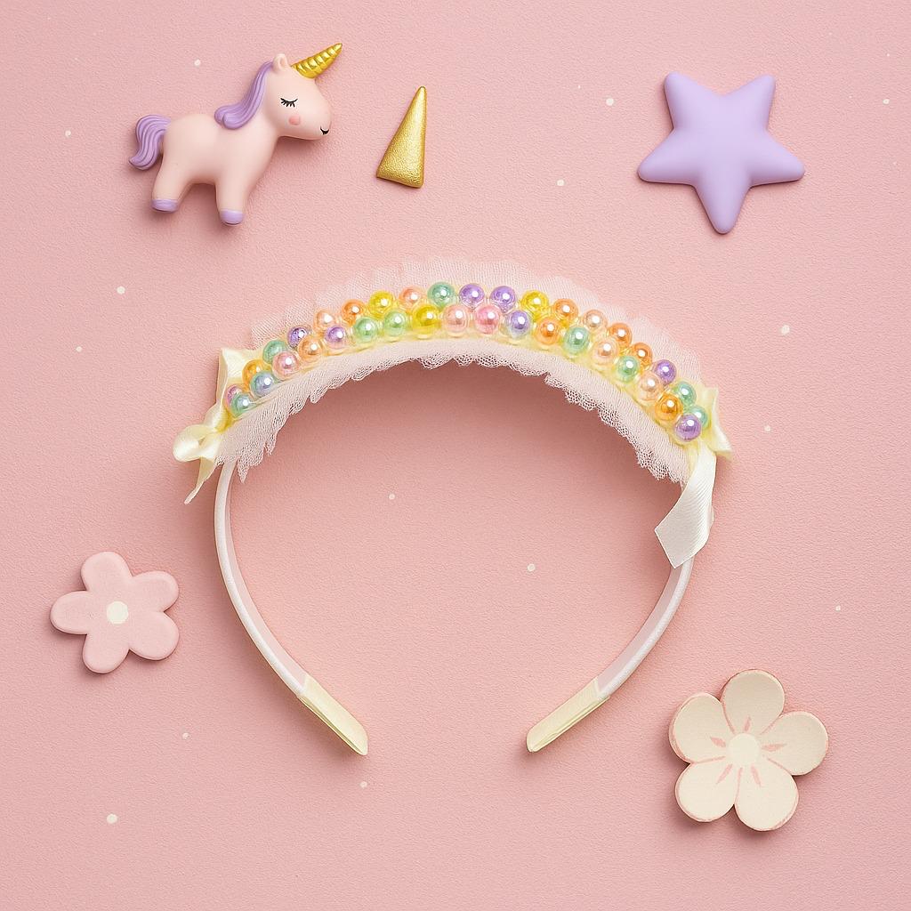 Iridescent Pearl & Feather Halo Hairband
