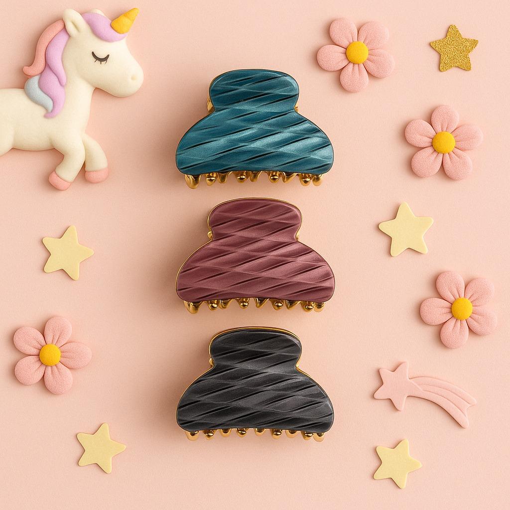 Set of Three Mini Claw Hair Clips