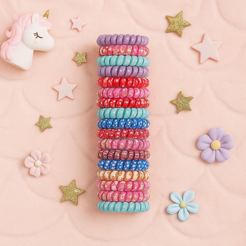 Set of Patterned Coil Hair Ties 25 pcs