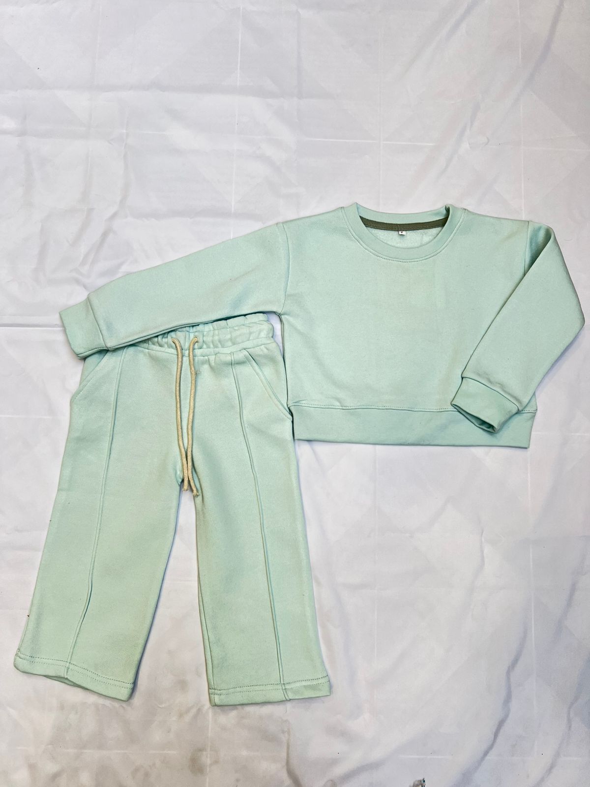Sky blue Branded Fleece Crewneck Sweatshirt and flare trouser