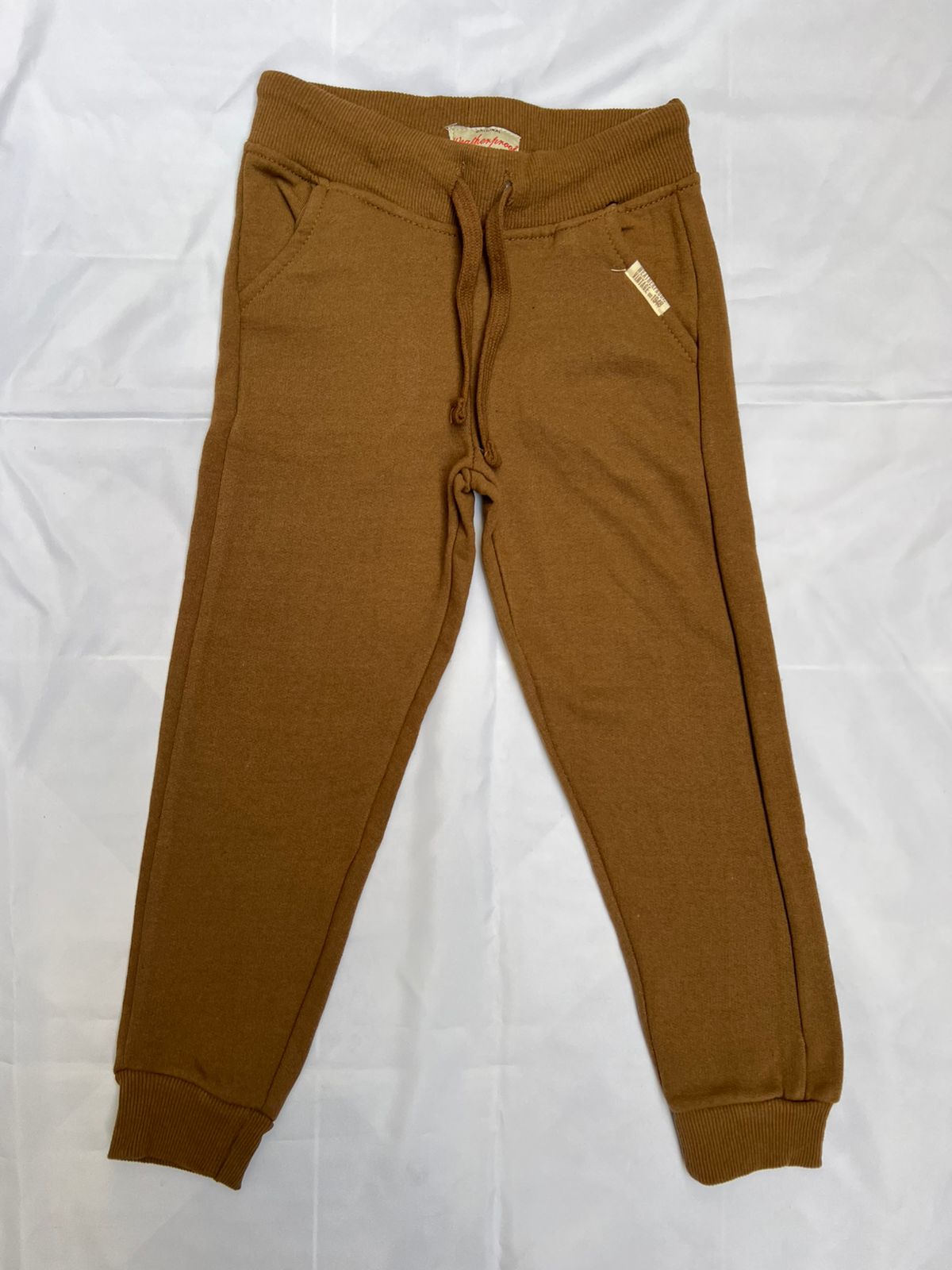 Kids' Branded Russet Brown Fleece Jogger Sweatpants with Drawstring