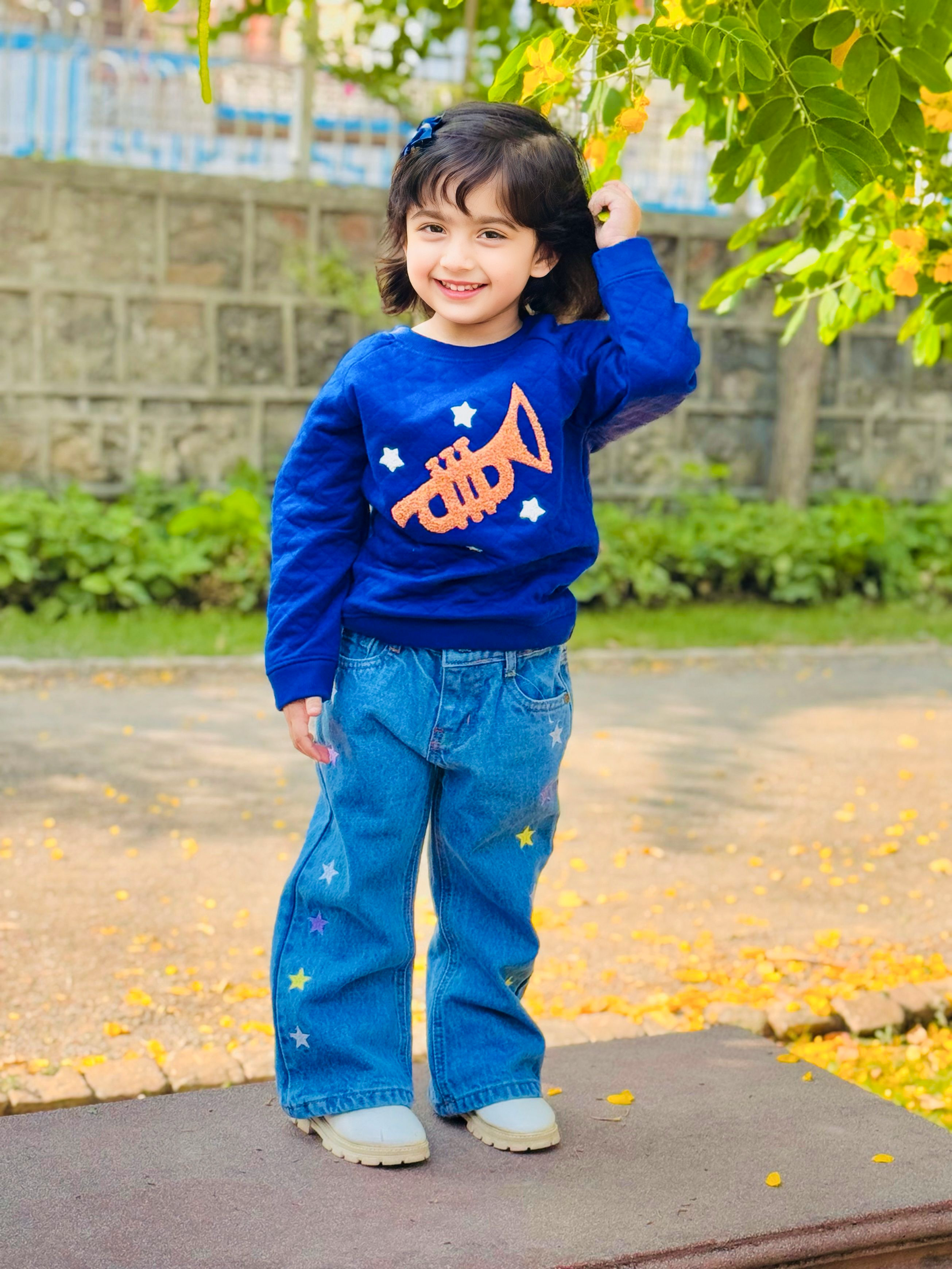 Quilted Blue Sweatshirt