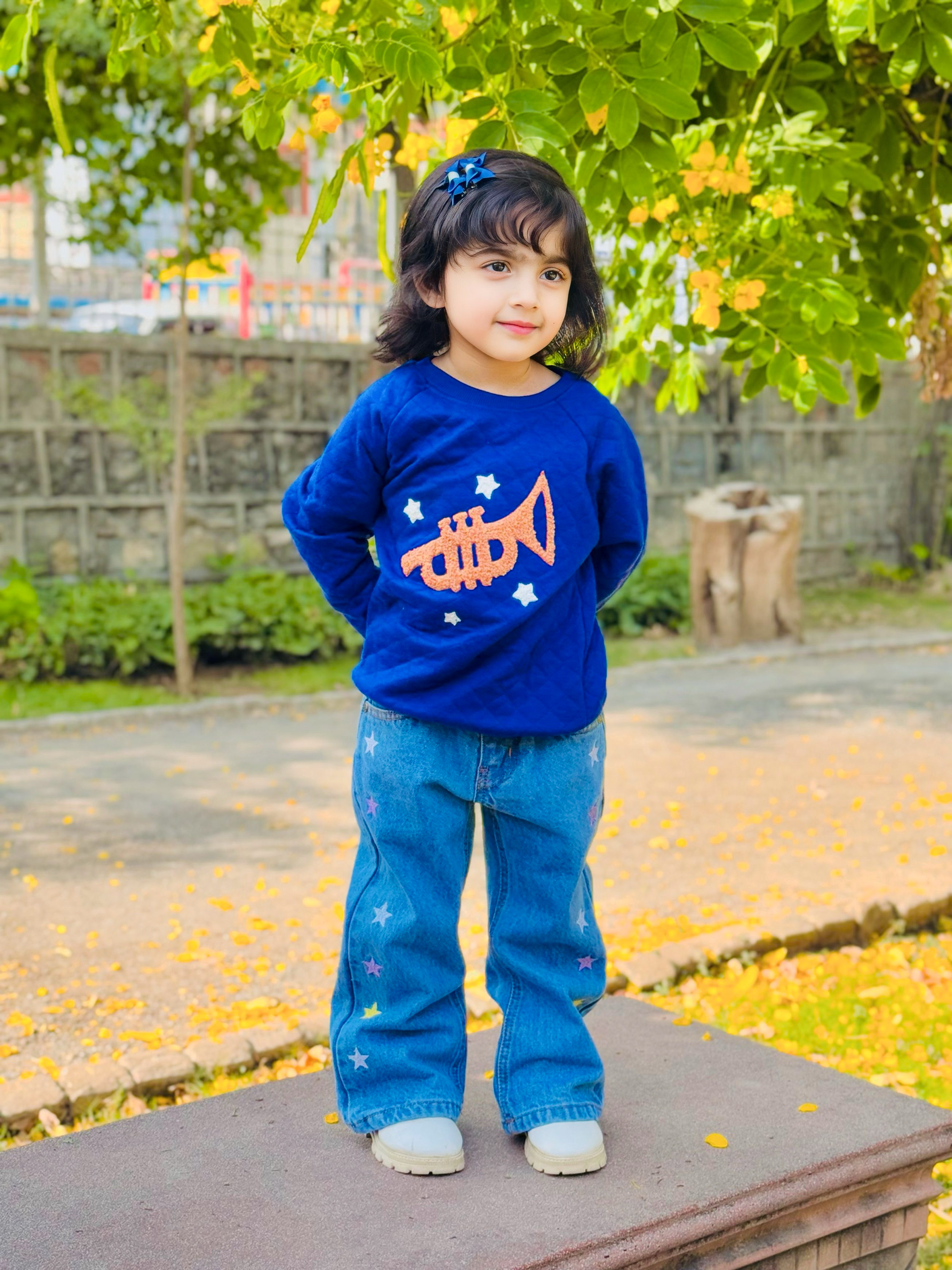 Quilted Blue Sweatshirt